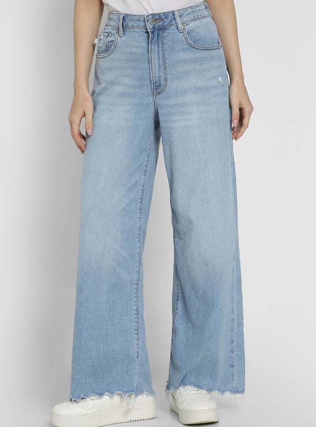 Buy AMERICAN EAGLE Mid-Washed Wide-Leg Baggy Jeans from American