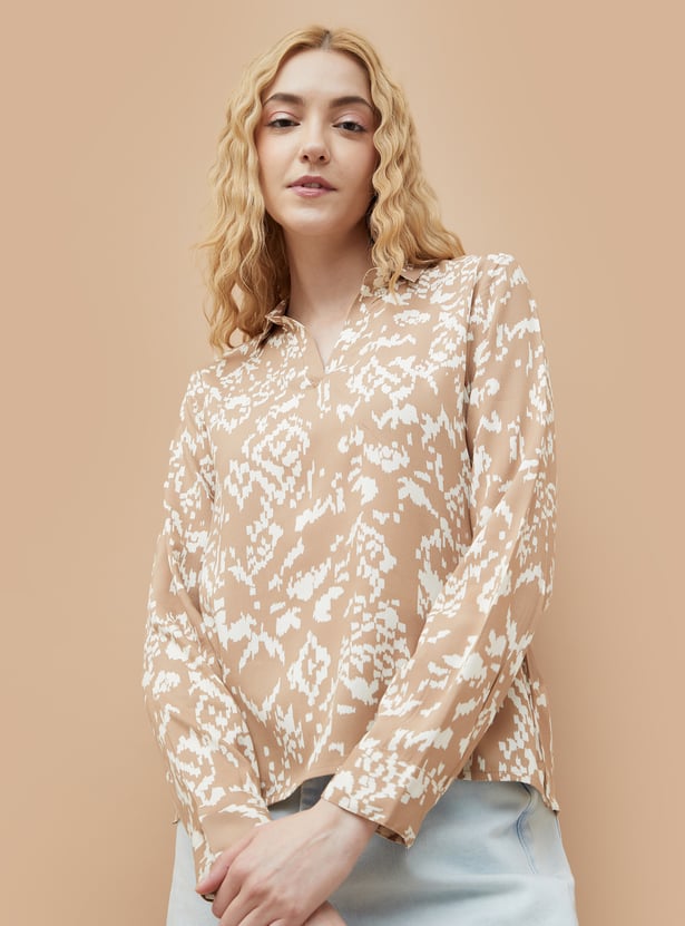 FAME FOREVER Printed Collared Top