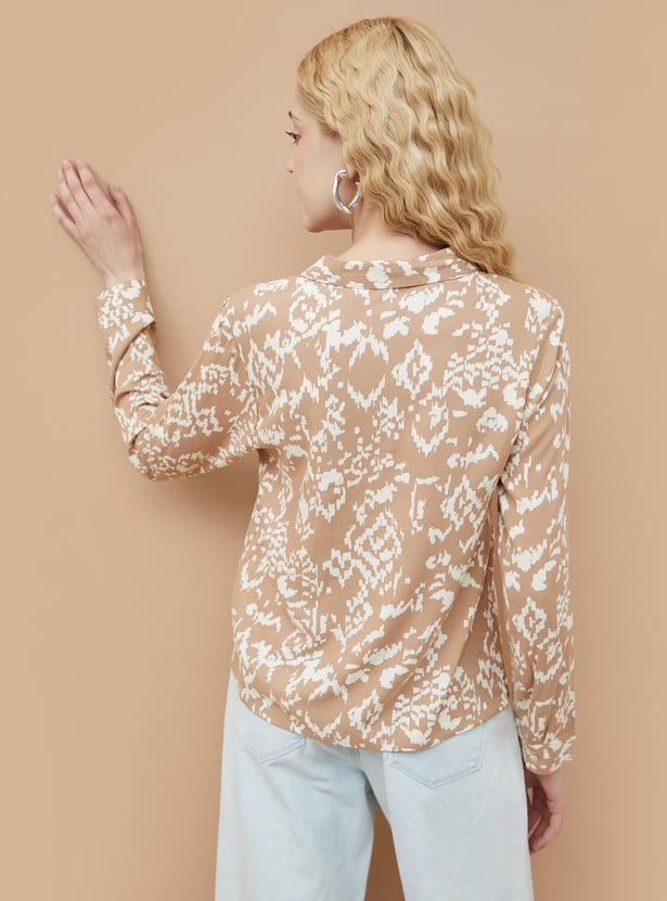 FAME FOREVER Printed Collared Top