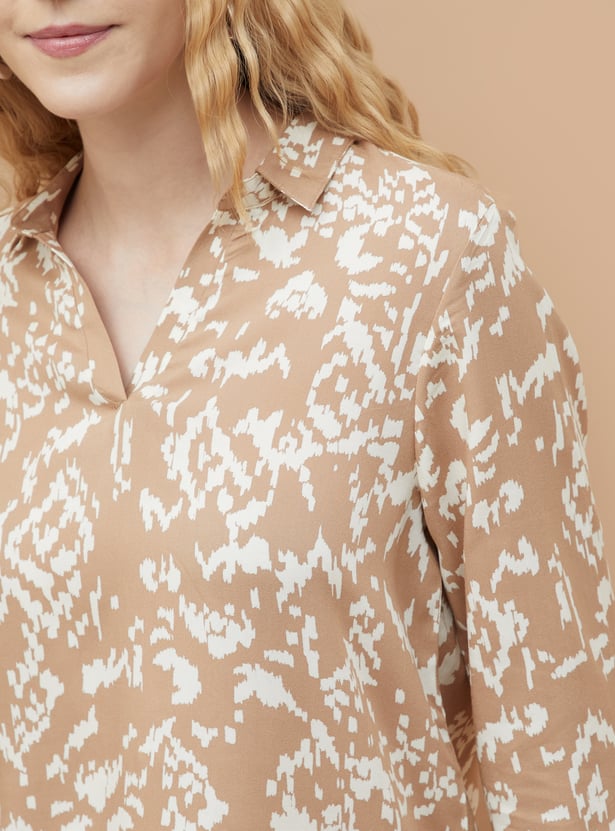 FAME FOREVER Printed Collared Top