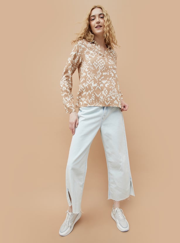 FAME FOREVER Printed Collared Top