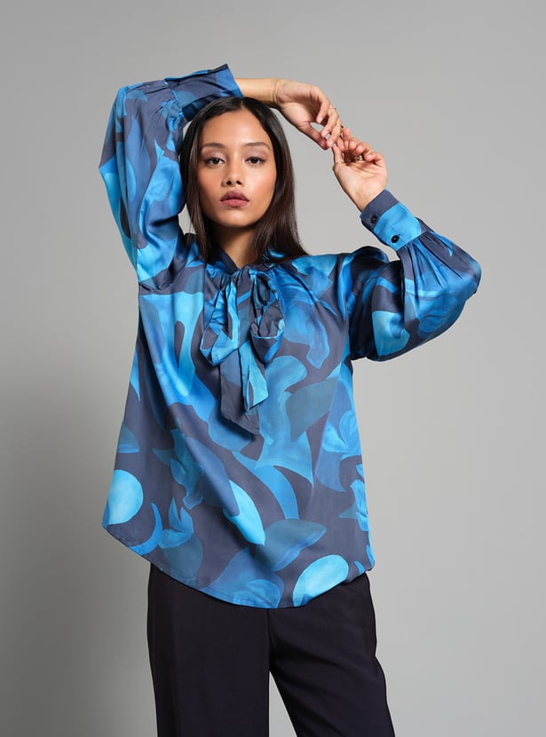 AND Printed Tie-Up Neck Top