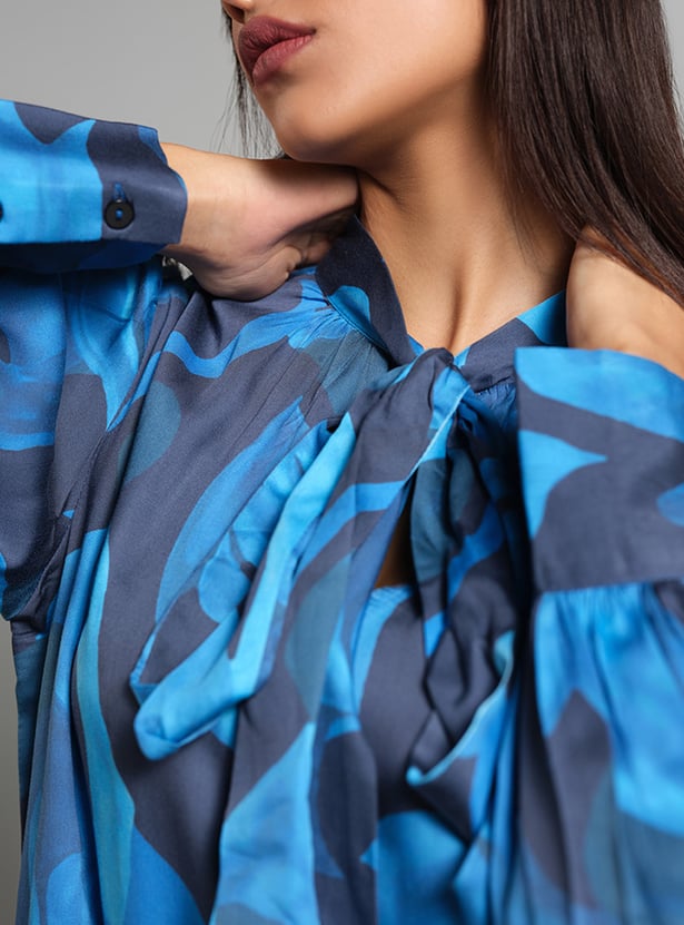 AND Printed Tie-Up Neck Top