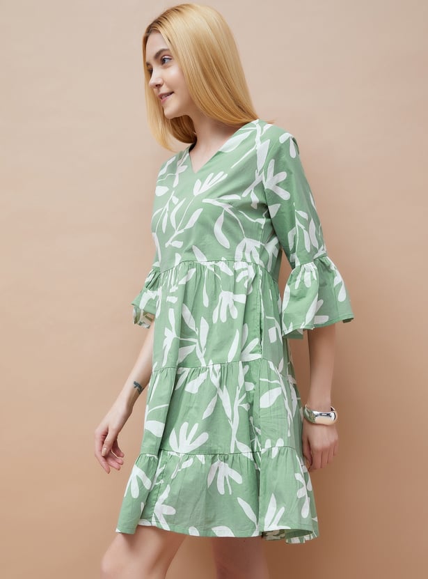 COLOUR ME Floral Printed Tiered Dress