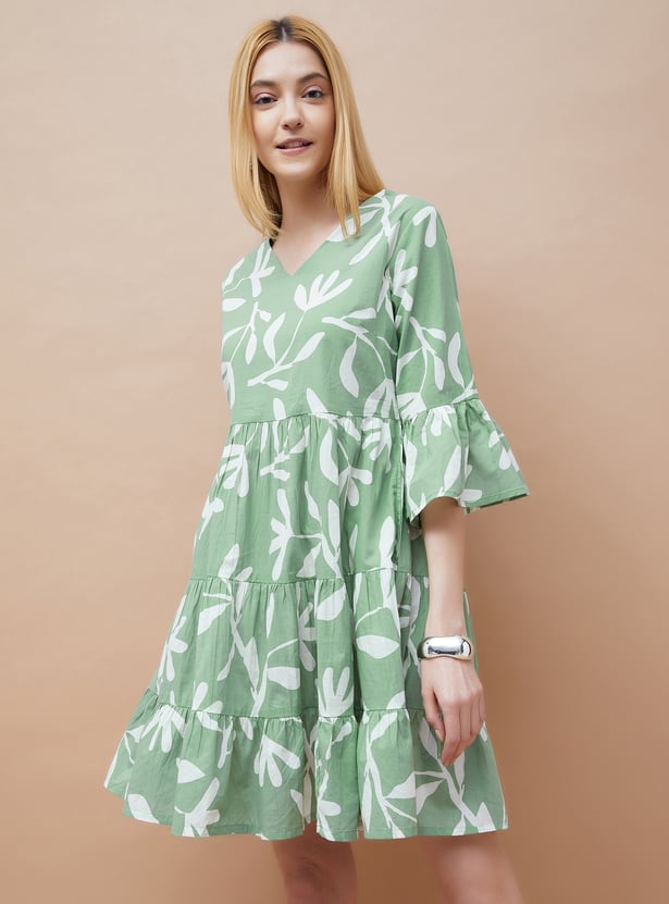 COLOUR ME Floral Printed Tiered Dress