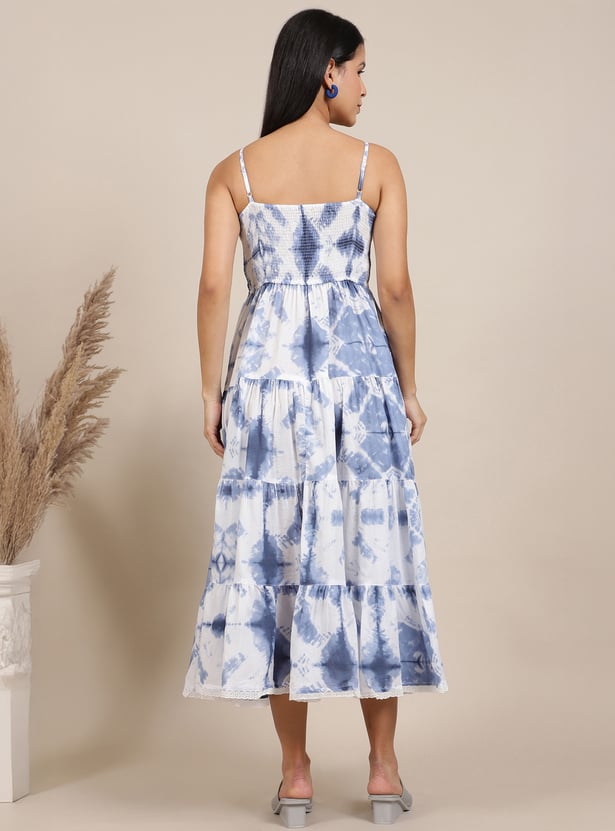 AURELIA Tie & Dye Print Tiered Midi Dress