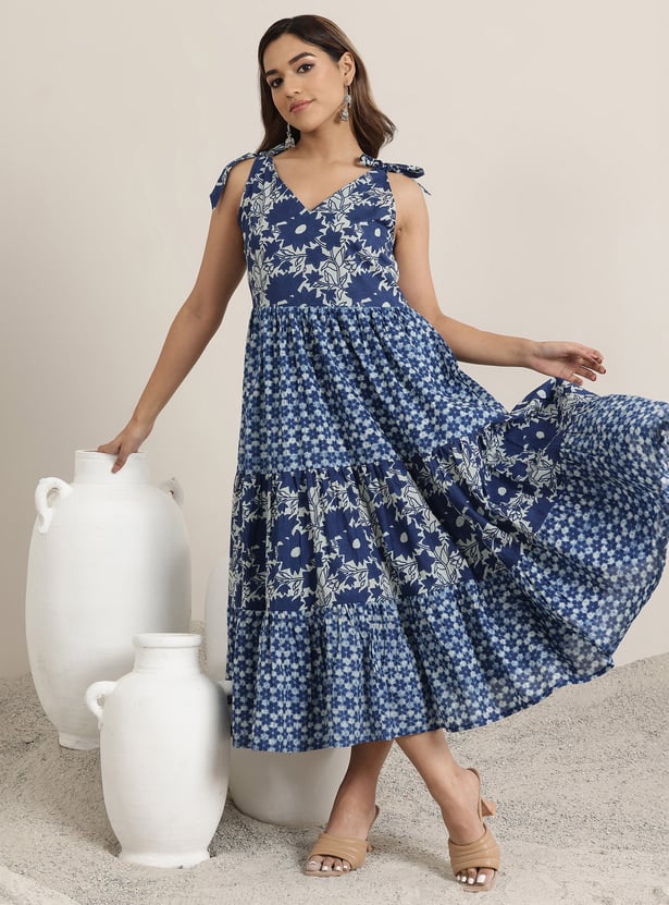 LIBAS Floral Print Tiered Dress