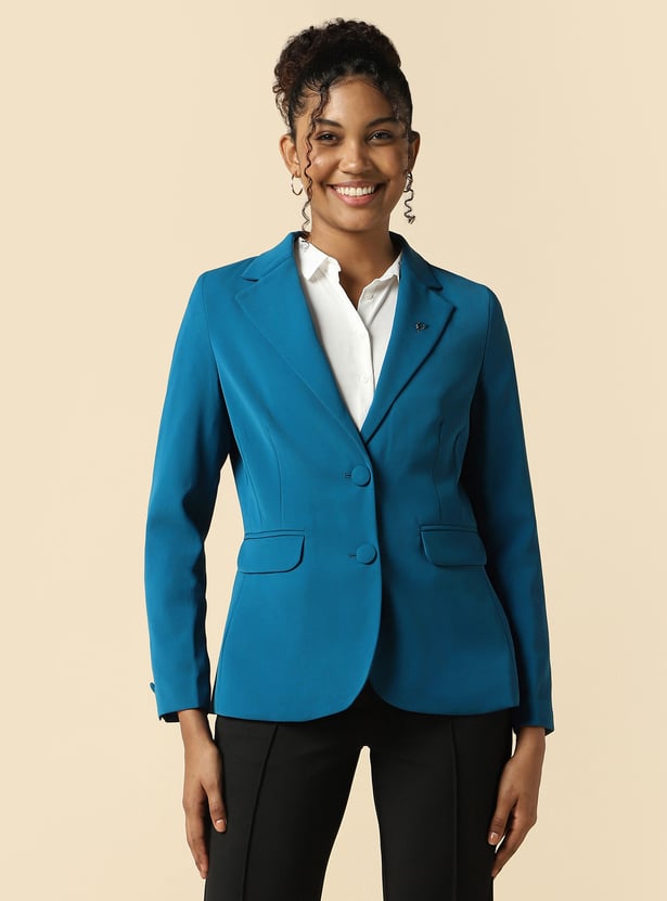 ALLEN SOLLY Solid Single Breasted Blazer