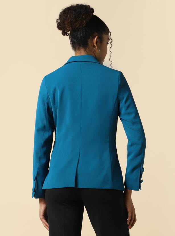 ALLEN SOLLY Solid Single Breasted Blazer