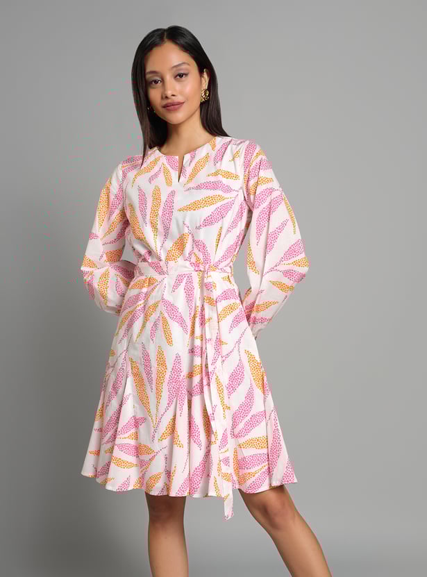 AND Printed Fit and Flare Dress