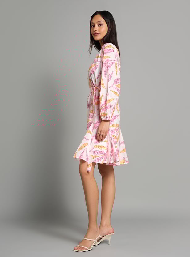 AND Printed Fit and Flare Dress