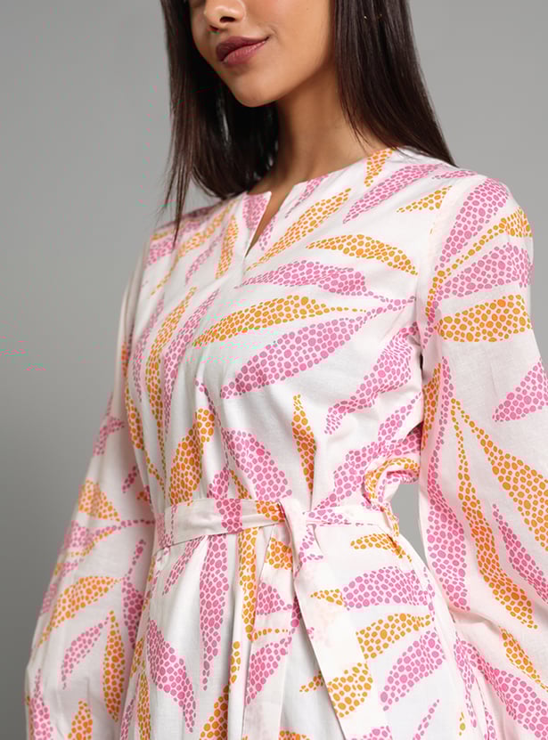 AND Printed Fit and Flare Dress