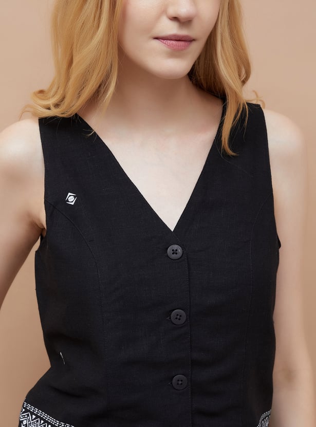 FAME FOREVER Motif Print Waistcoat Top