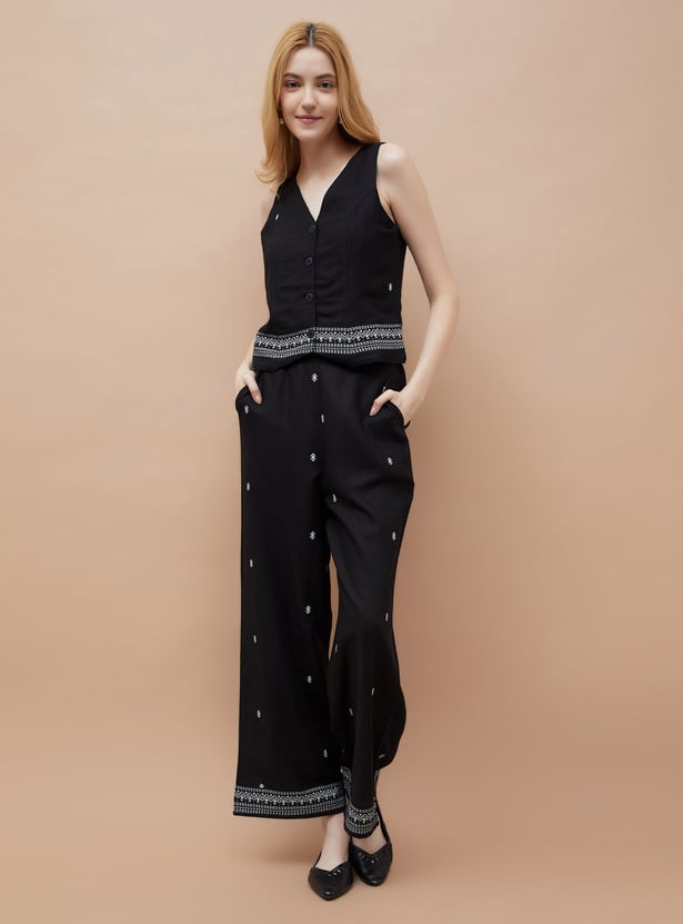 FAME FOREVER Motif Print Waistcoat Top