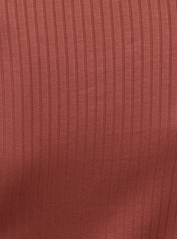 CODE Ribbed Puffed Sleeve Top