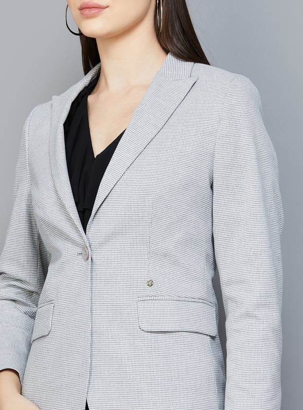 VAN HEUSEN Houndstooth Pattern Single Breasted Blazer