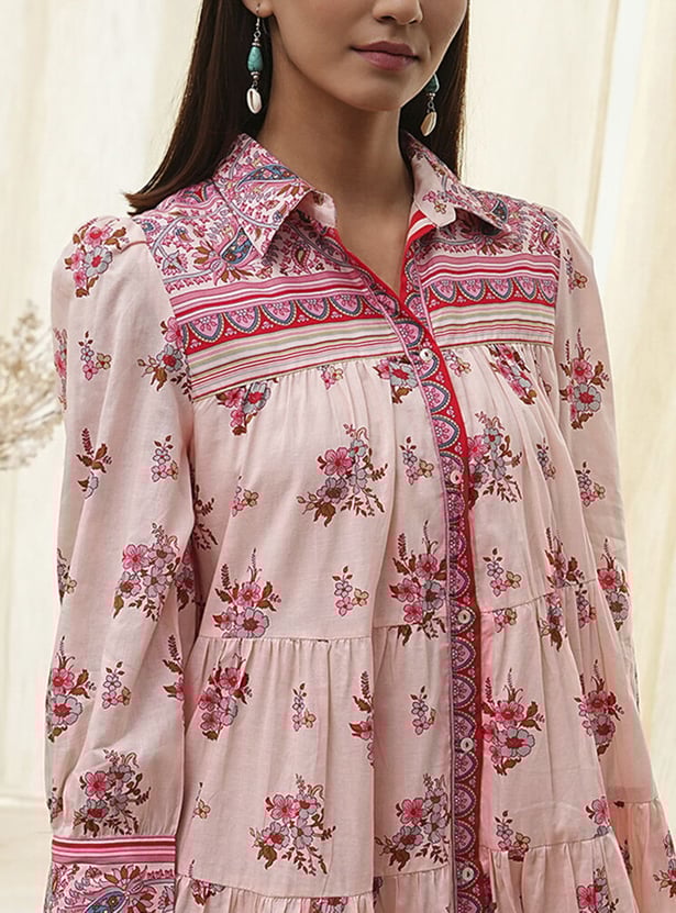 BIBA Floral Print Tiered Dress