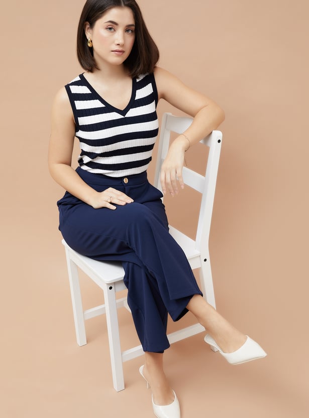 CODE CLASSIC Striped V-neck Sleeveless Top