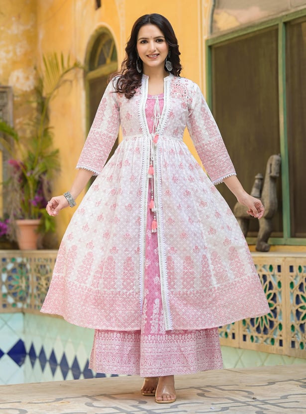 Buy JUNIPER Printed Ethnic Dress with Jacket from Juniper at just