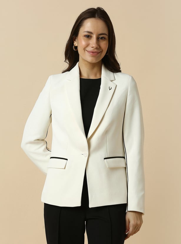 ALLEN SOLLY Solid Single Breasted Blazer