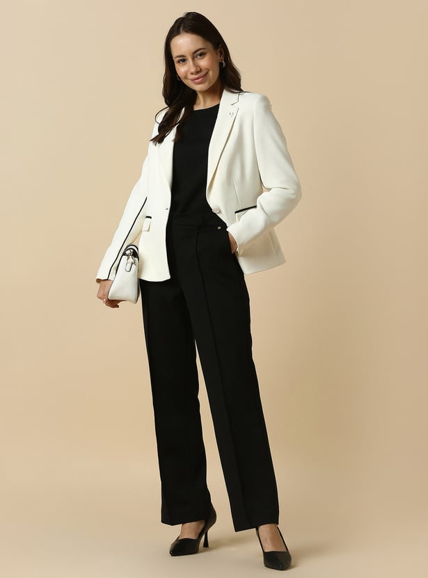ALLEN SOLLY Solid Single Breasted Blazer