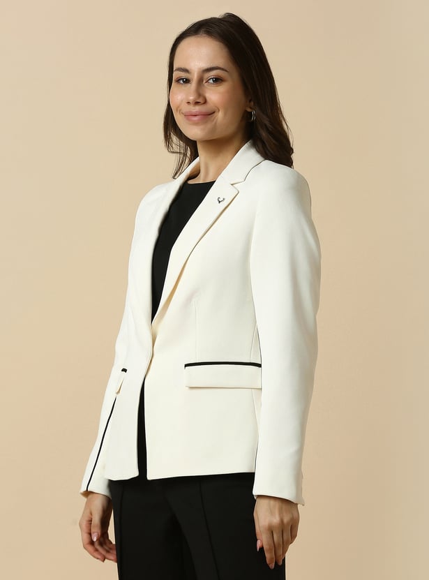 ALLEN SOLLY Solid Single Breasted Blazer