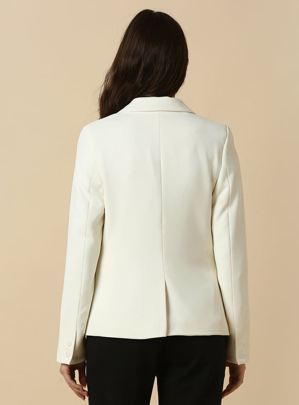 ALLEN SOLLY Solid Single Breasted Blazer