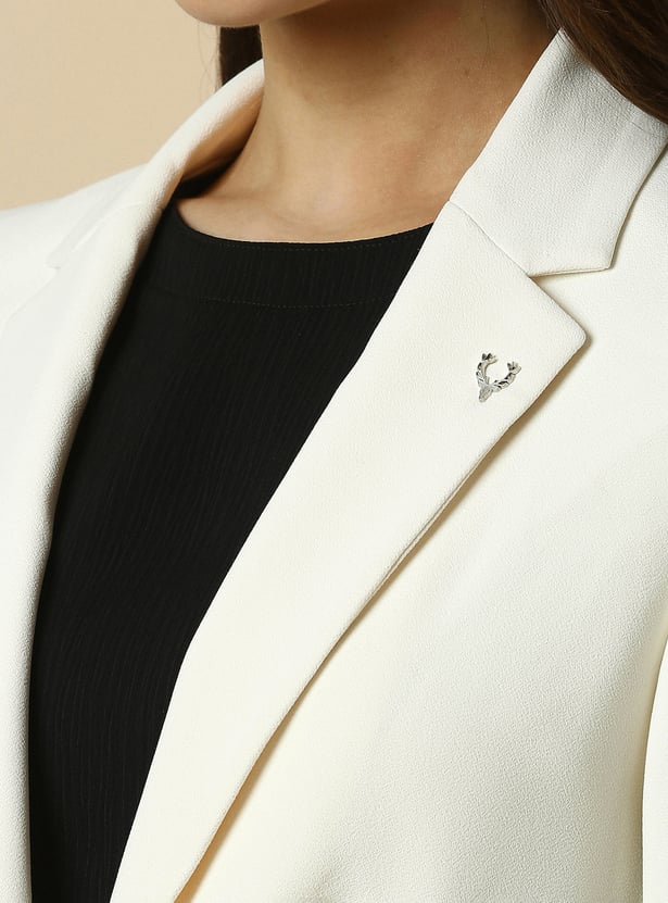 ALLEN SOLLY Solid Single Breasted Blazer