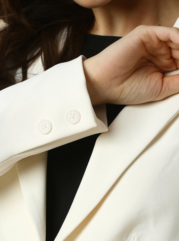 ALLEN SOLLY Solid Single Breasted Blazer