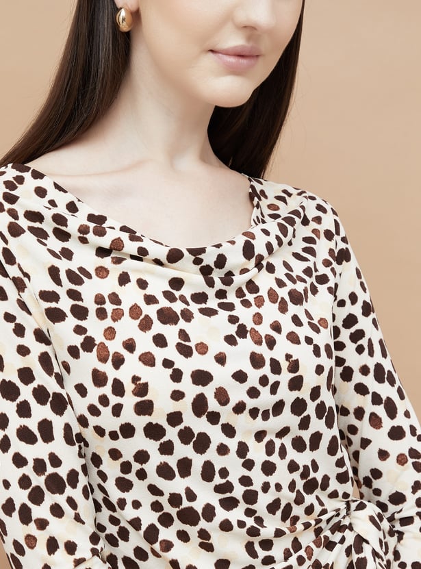 CODE Printed Cowl Neck Top