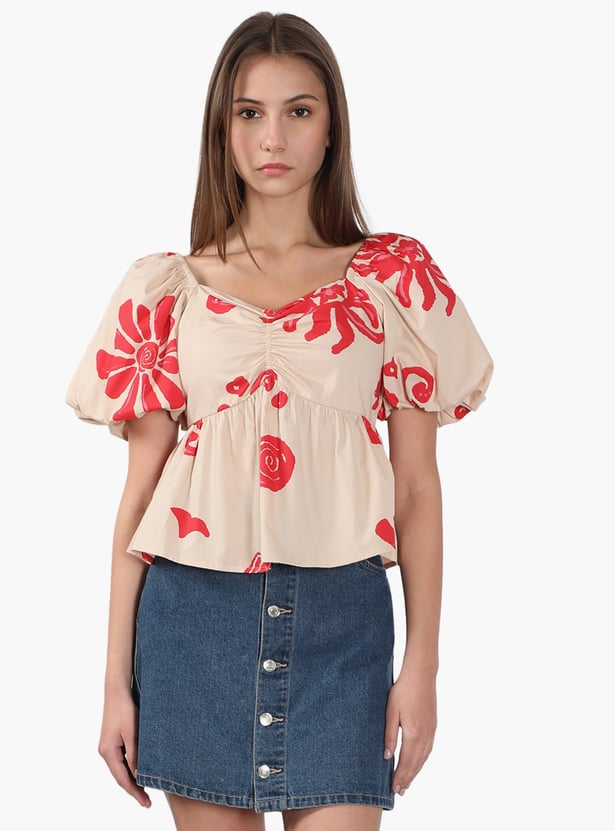 VERO MODA Printed Peplum Top