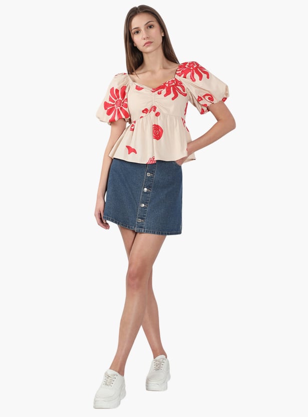 VERO MODA Printed Peplum Top