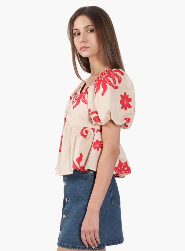 VERO MODA Printed Peplum Top
