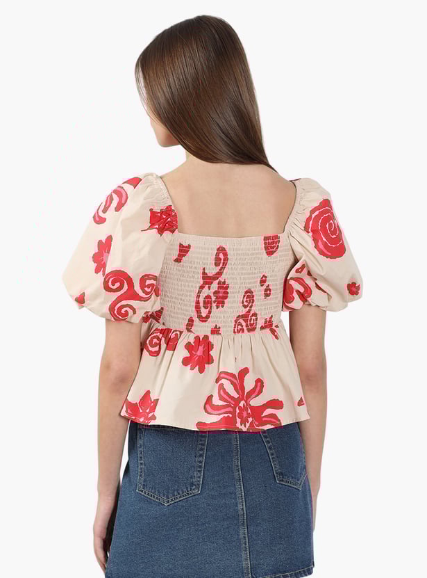VERO MODA Printed Peplum Top