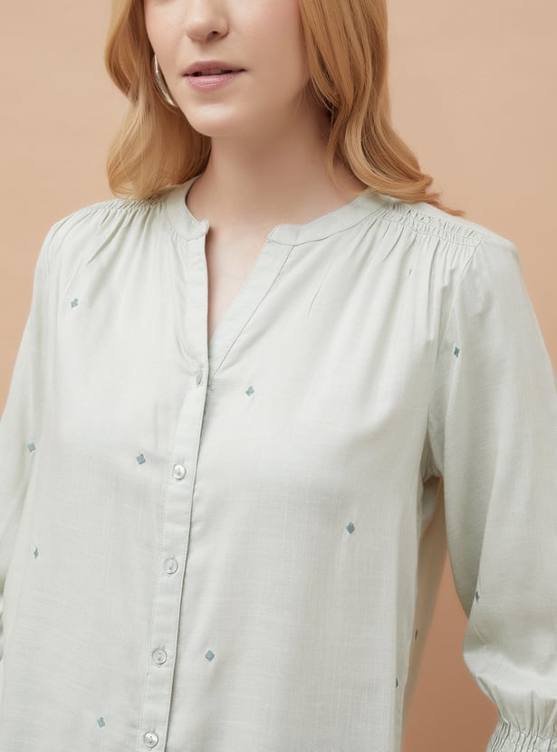FAME FOREVER Embroidered Shirt Style Top