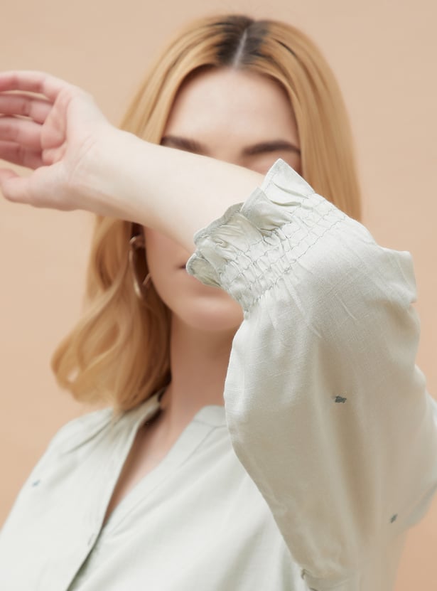 FAME FOREVER Embroidered Shirt Style Top