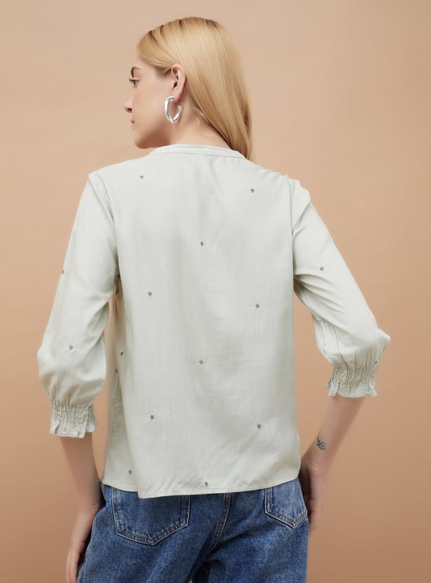 FAME FOREVER Embroidered Shirt Style Top
