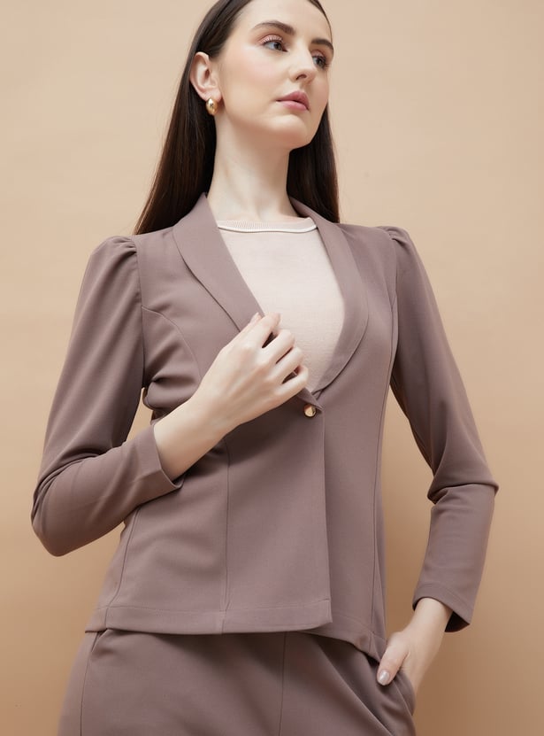 CODE Panelled Shawl Collar Single Breasted Blazer