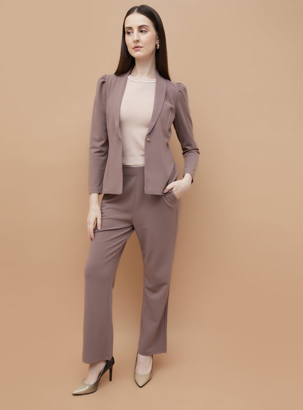 CODE Panelled Shawl Collar Single Breasted Blazer