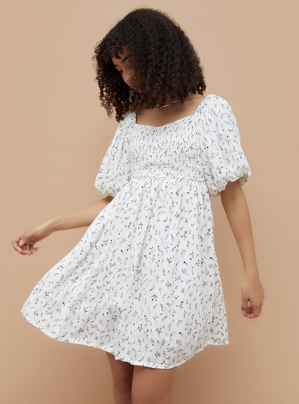 GINGER Floral Print Fit & Flare Dress