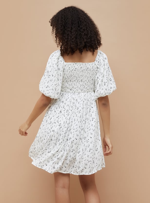 GINGER Floral Print Fit & Flare Dress