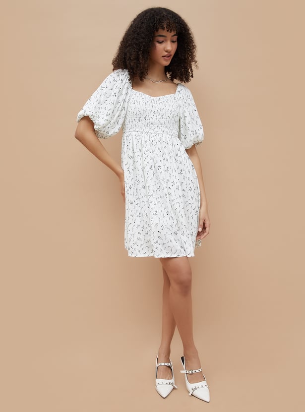 GINGER Floral Print Fit & Flare Dress