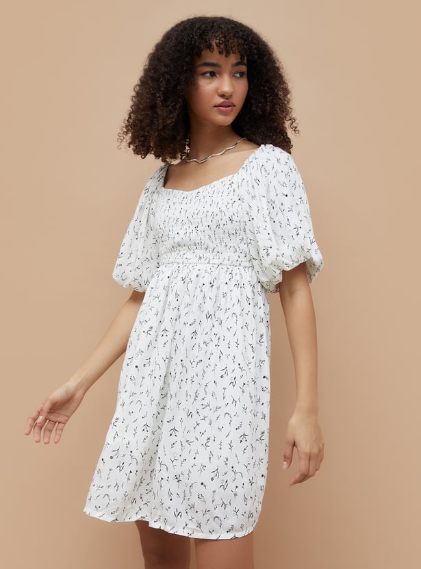 GINGER Floral Print Fit & Flare Dress