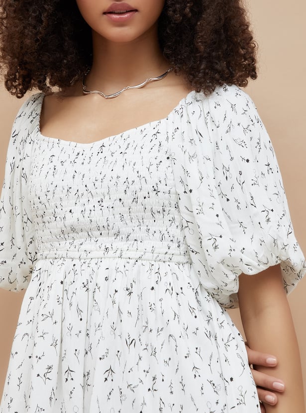 GINGER Floral Print Fit & Flare Dress