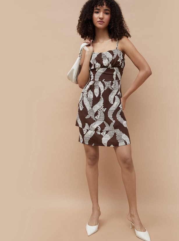 GINGER Printed Sleeveless A-Line Dress