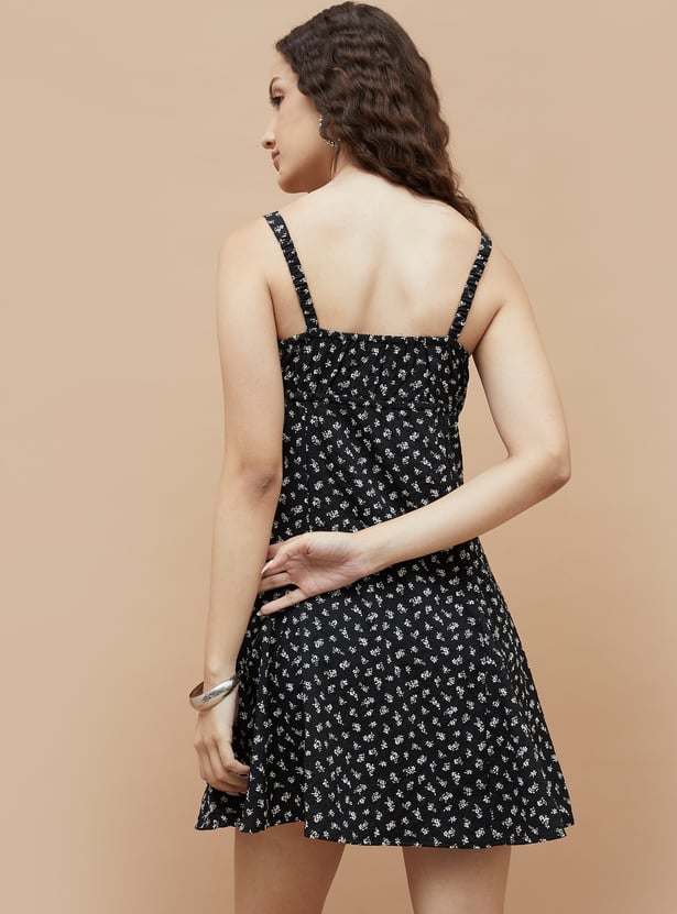 GINGER Floral Print Mini Skater Dress