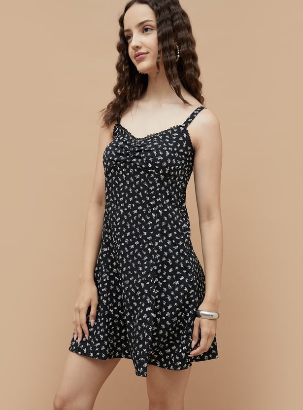 GINGER Floral Print Mini Skater Dress