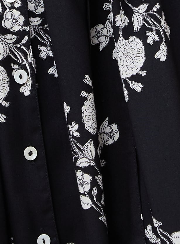 COLOUR ME Floral Print Belted Shirt Dress