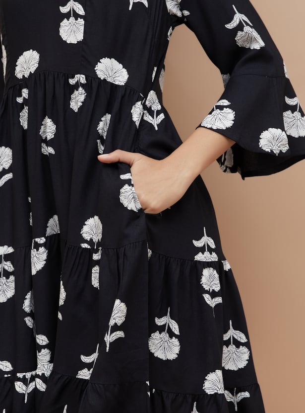 COLOUR ME Floral Print Tiered Dress