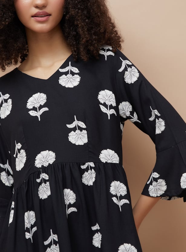 COLOUR ME Floral Print Tiered Dress